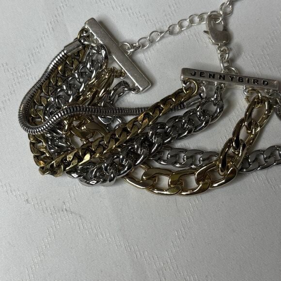 Jenny Bird Five Chain Silver Gold Bracelet Iconic Boho Chunky Lagenlook Vibes - Picture 14 of 14